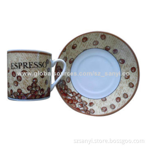 12-piece coffee cup and saucer, square shaped